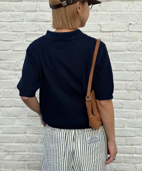 GEVACO（ゲバコ）の「【GEVACO/ゲバコ】半袖透かしニットポロ（ポロシャツ・レディース・ネイビー/ミント/アイボリー・SMALL/MEDIUM/LARGE）」の10枚目の写真