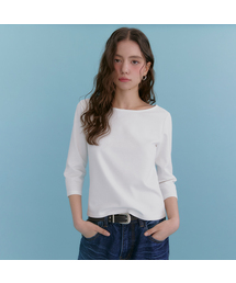 MICANE（ミケーネ）の「ミバ ボートネック クォーター スリーブ Tシャツ（Tシャツ/カットソー）」
