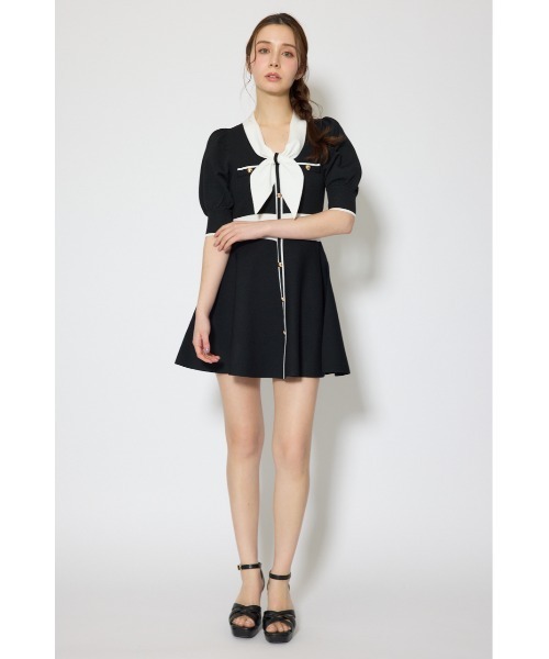 rienda（リエンダ）の「バイカラーパフスリーブミニニットワンピース 春服 夏服（ワンピース・レディース・ブラック/ブルー/ベージュ・FREE）」の5枚目の写真