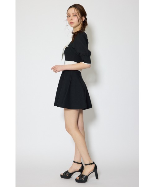 rienda（リエンダ）の「バイカラーパフスリーブミニニットワンピース 春服 夏服（ワンピース・レディース・ブラック/ブルー/ベージュ・FREE）」の6枚目の写真