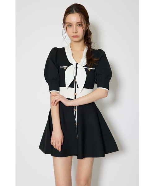 rienda（リエンダ）の「バイカラーパフスリーブミニニットワンピース 春服 夏服（ワンピース・レディース・ブラック/ブルー/ベージュ・FREE）」の7枚目の写真