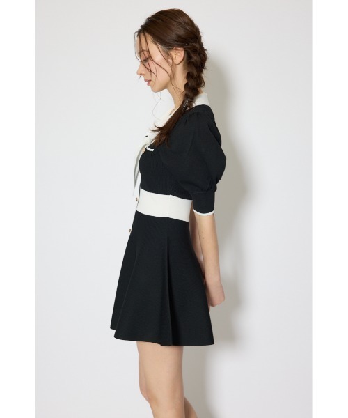 rienda（リエンダ）の「バイカラーパフスリーブミニニットワンピース 春服 夏服（ワンピース・レディース・ブラック/ブルー/ベージュ・FREE）」の8枚目の写真