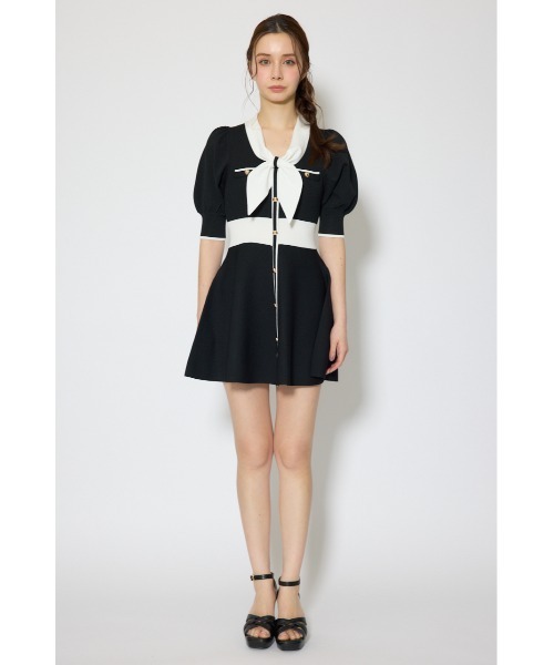 rienda（リエンダ）の「バイカラーパフスリーブミニニットワンピース 春服 夏服（ワンピース・レディース・ブラック/ブルー/ベージュ・FREE）」の10枚目の写真
