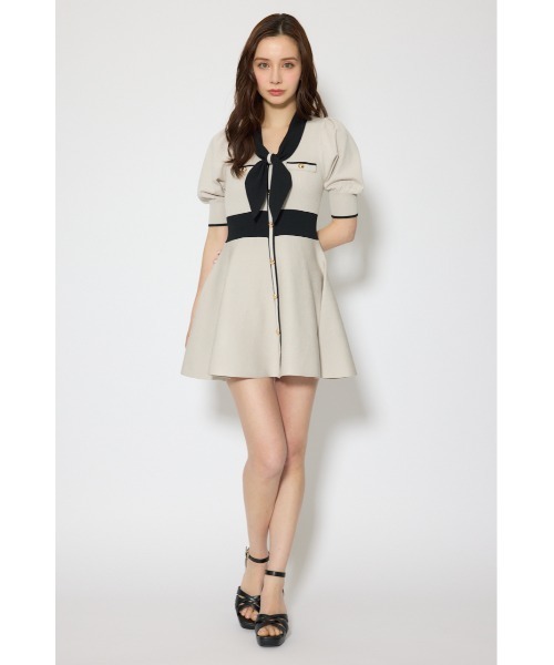 rienda（リエンダ）の「バイカラーパフスリーブミニニットワンピース 春服 夏服（ワンピース・レディース・ブラック/ブルー/ベージュ・FREE）」の12枚目の写真