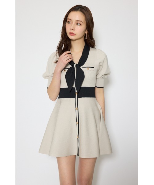 rienda（リエンダ）の「バイカラーパフスリーブミニニットワンピース 春服 夏服（ワンピース・レディース・ブラック/ブルー/ベージュ・FREE）」の14枚目の写真