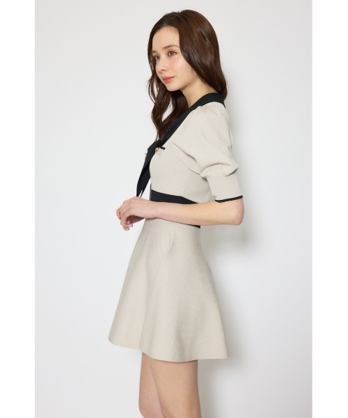 rienda（リエンダ）の「バイカラーパフスリーブミニニットワンピース 春服 夏服（ワンピース・レディース・ブラック/ブルー/ベージュ・FREE）」の15枚目の写真