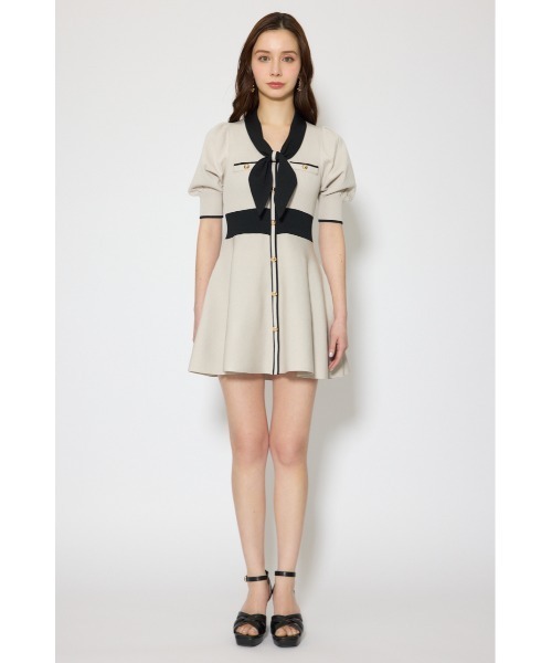 rienda（リエンダ）の「バイカラーパフスリーブミニニットワンピース 春服 夏服（ワンピース・レディース・ブラック/ブルー/ベージュ・FREE）」の17枚目の写真