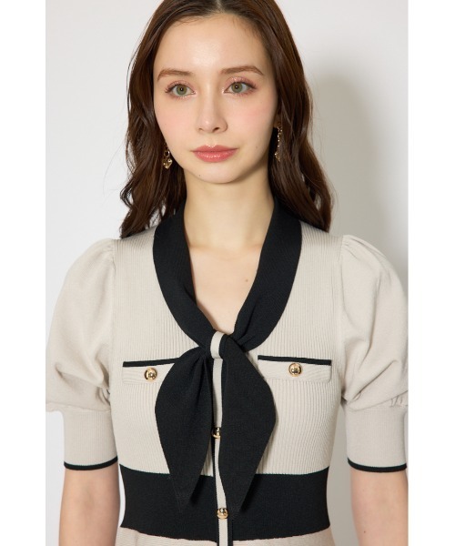 rienda（リエンダ）の「バイカラーパフスリーブミニニットワンピース 春服 夏服（ワンピース・レディース・ブラック/ブルー/ベージュ・FREE）」の18枚目の写真