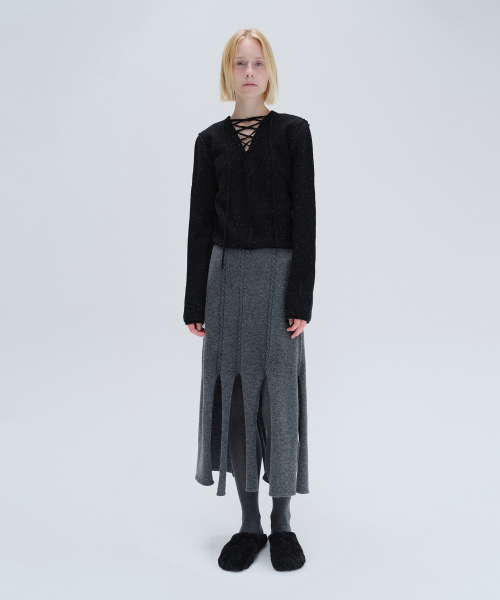DIAGONAL(ダイアゴナル)の「V NECK LACE UP KNIT (black)(ニット/セーター・レディース・その他・FREE)」の6枚目の写真