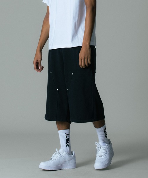 XLARGE(エクストララージ)の「OG DOUBLE KNEE SHORT PANTS(スウェットパンツ・メンズ・パープル/ブラック/アッシュ・S/M/L/XL)」の1枚目の写真