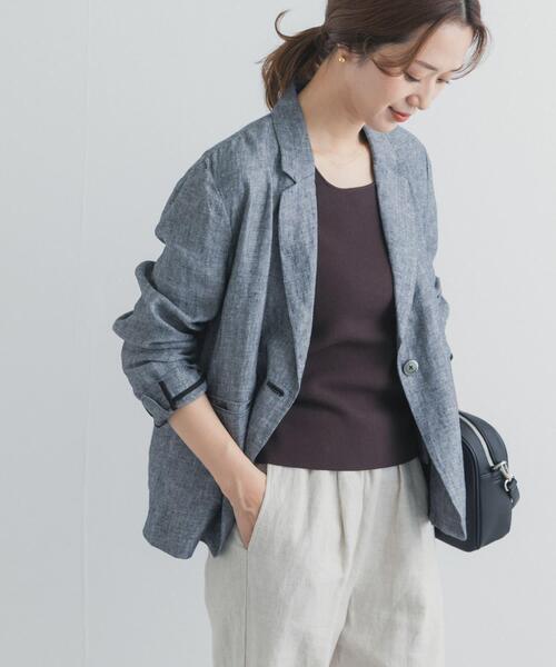 URBAN RESEARCH DOORS（アーバンリサーチドアーズ）の「ヘリンボーンリネンジャケット（その他アウター・レディース・グレー系その他・FREE）」の5枚目の写真