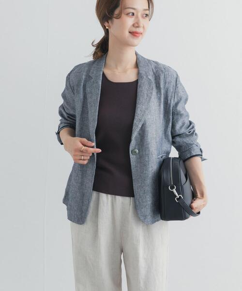 URBAN RESEARCH DOORS（アーバンリサーチドアーズ）の「ヘリンボーンリネンジャケット（その他アウター・レディース・グレー系その他・FREE）」の6枚目の写真