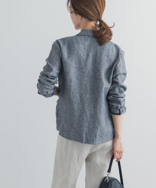 URBAN RESEARCH DOORS（アーバンリサーチドアーズ）の「ヘリンボーンリネンジャケット（その他アウター・レディース・グレー系その他・FREE）」の7枚目の写真