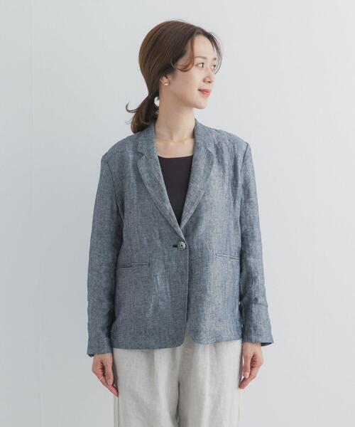 URBAN RESEARCH DOORS（アーバンリサーチドアーズ）の「ヘリンボーンリネンジャケット（その他アウター・レディース・グレー系その他・FREE）」の9枚目の写真