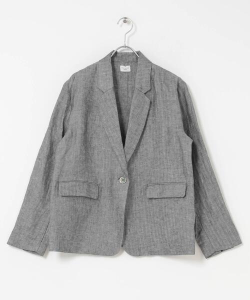URBAN RESEARCH DOORS（アーバンリサーチドアーズ）の「ヘリンボーンリネンジャケット（その他アウター・レディース・グレー系その他・FREE）」の12枚目の写真