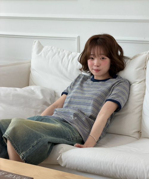 AMOU(アモウ)の「AMOU Multi Stripe Ringer T-Shirts Melange(Tシャツ/カットソー・レディース・その他・1/2/W)」の7枚目の写真