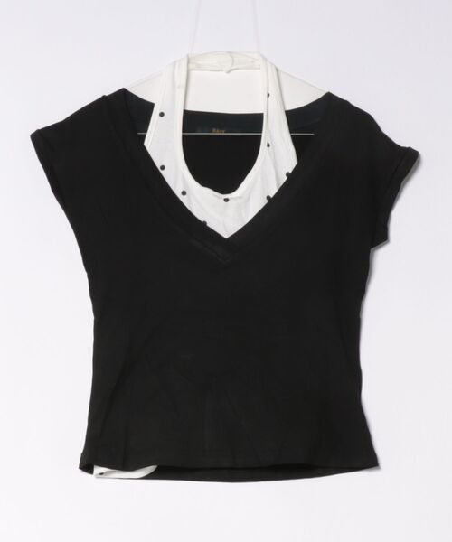 Ritzy(リッツィー)の「ドット柄 ホルターネック レイヤード風 T シャツ(Tシャツ/カットソー・レディース・ブラック/ブラック系・M/L)」の11枚目の写真