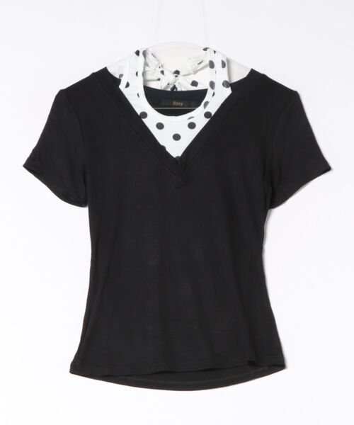 Ritzy(リッツィー)の「ドット柄 ホルターネック レイヤード風 T シャツ(Tシャツ/カットソー・レディース・ブラック/ブラック系・M/L)」の22枚目の写真