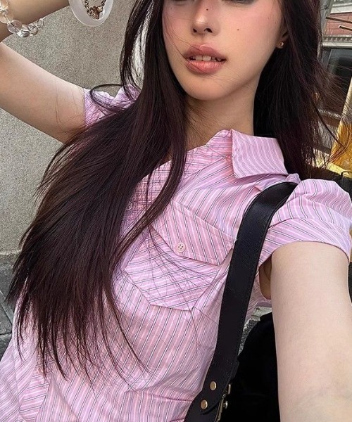 Vipoa（ヴィポア）の「Pink stripe tight blouse（シャツ/ブラウス・レディース・ピンク・FREE）」の13枚目の写真