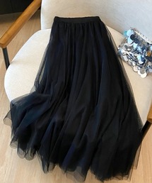 シンプルチュールロングスカート