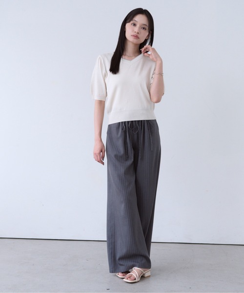 SOYEN(ソイエン)の「カラーラインVネックサマーニットトップス(ニット/セーター・レディース・ブルー/オフホワイト・F)」の20枚目の写真