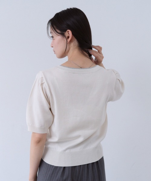 SOYEN(ソイエン)の「カラーラインVネックサマーニットトップス(ニット/セーター・レディース・ブルー/オフホワイト・F)」の17枚目の写真