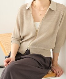 RIVE DROITE | 予約【抜け感】ZIPポロメッシュニット(カーディガン/ボレロ)