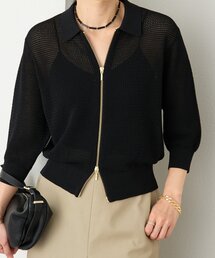 RIVE DROITE | 予約【抜け感】ZIPポロメッシュニット(カーディガン/ボレロ)