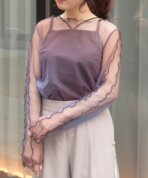 axes femme（アクシーズファム）の「インナー付グラデシアトップス（Tシャツ/カットソー・レディース・ネイビー/ブラウン/ブラック・FREE）」の3枚目の写真