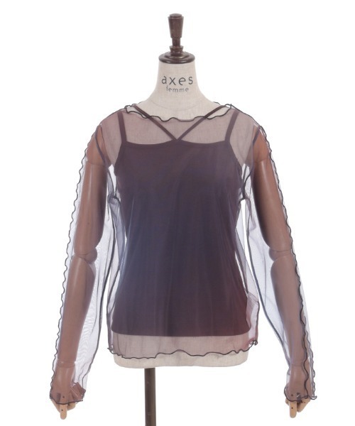 axes femme（アクシーズファム）の「インナー付グラデシアトップス（Tシャツ/カットソー・レディース・ネイビー/ブラウン/ブラック・FREE）」の11枚目の写真