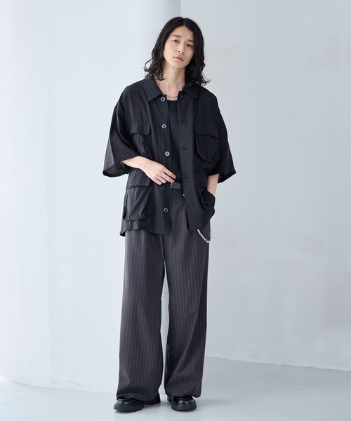 RAGEBLUE（レイジブルー）の「Sheer Nylon Fatigue Shirt/シアーファティーグシャツ（シャツ/ブラウス・メンズ・ブラック/ライトブルー・MEDIUM/LARGE）」の13枚目の写真