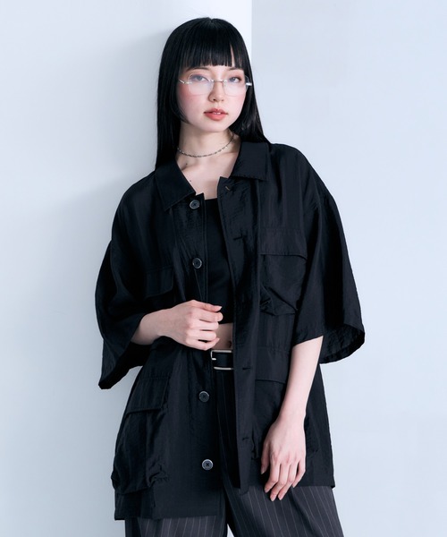 RAGEBLUE（レイジブルー）の「Sheer Nylon Fatigue Shirt/シアーファティーグシャツ（シャツ/ブラウス・メンズ・ブラック/ライトブルー・MEDIUM/LARGE）」の9枚目の写真