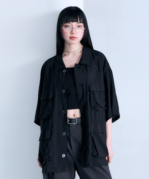 RAGEBLUE（レイジブルー）の「Sheer Nylon Fatigue Shirt/シアーファティーグシャツ（シャツ/ブラウス・メンズ・ブラック/ライトブルー・MEDIUM/LARGE）」の11枚目の写真