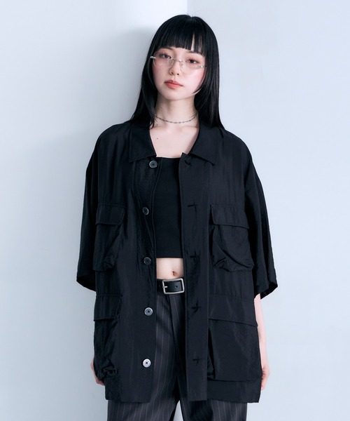 RAGEBLUE（レイジブルー）の「Sheer Nylon Fatigue Shirt/シアーファティーグシャツ（シャツ/ブラウス・メンズ・ブラック/ライトブルー・MEDIUM/LARGE）」の8枚目の写真