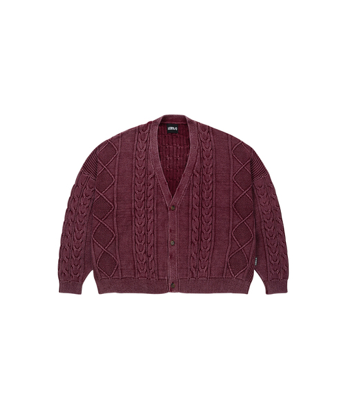 Cable Washed Cardigan — вязаный кардиган цвета Burgundy