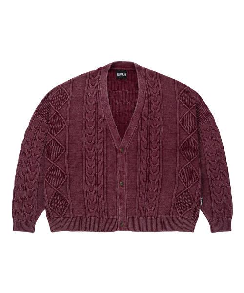 AJOBYAJO（アジョバイアジョ）の「Cable Washed Cardigan [BURGUNDY]（カーディガン/ボレロ・メンズ・その他・FREE）」の2枚目の写真