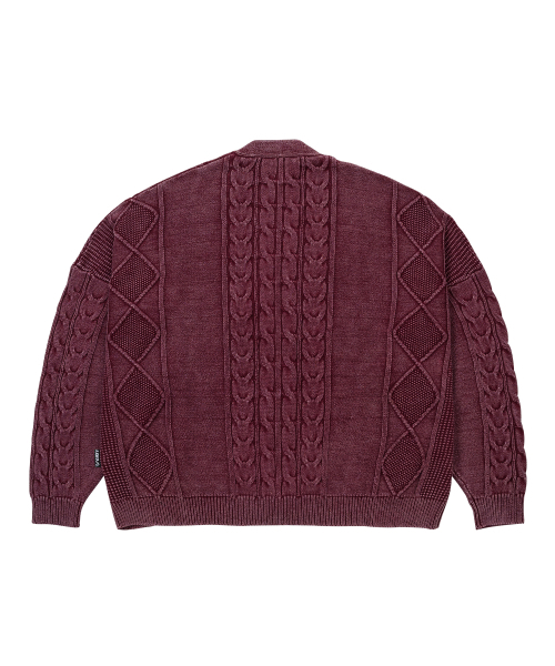 AJOBYAJO（アジョバイアジョ）の「Cable Washed Cardigan [BURGUNDY]（カーディガン/ボレロ・メンズ・その他・FREE）」の3枚目の写真