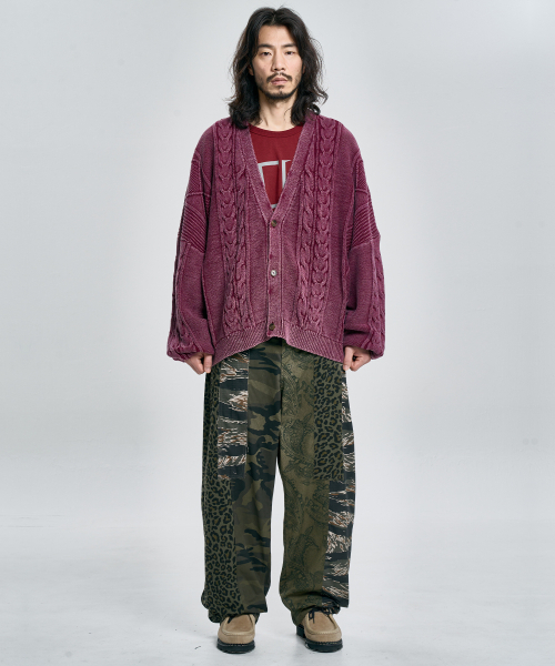 AJOBYAJO（アジョバイアジョ）の「Cable Washed Cardigan [BURGUNDY]（カーディガン/ボレロ・メンズ・その他・FREE）」の5枚目の写真