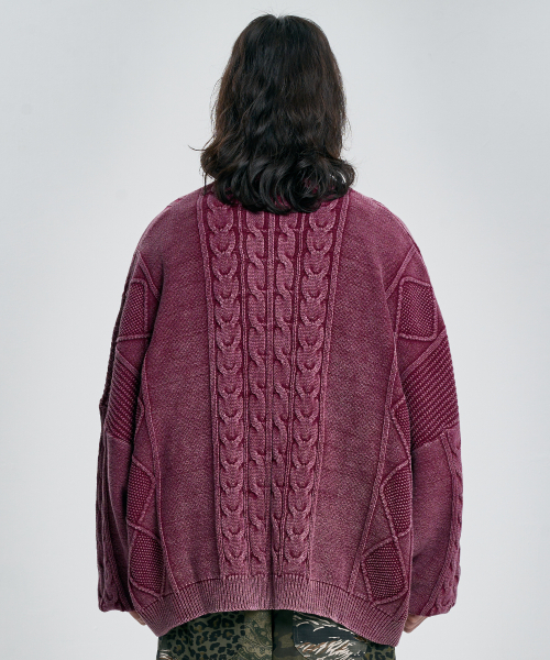 AJOBYAJO（アジョバイアジョ）の「Cable Washed Cardigan [BURGUNDY]（カーディガン/ボレロ・メンズ・その他・FREE）」の8枚目の写真