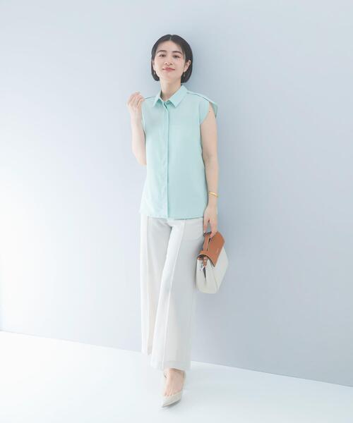 URBAN RESEARCH ROSSO WOMEN（アーバンリサーチ　ロッソ）の「クールタッチ 防シワ シャツブラウス（シャツ/ブラウス・レディース・ミント/ブルー系その他/ベージュ系その他・FREE）」の4枚目の写真