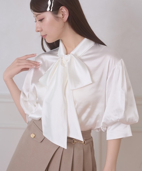 Ambre Neige(アンブルネージュ)の「assortment bow tie blouse / アソートボウタイブラウス(シャツ/ブラウス・レディース・オフホワイト/ライトブルー/その他/ネイビー・FREE)」の15枚目の写真