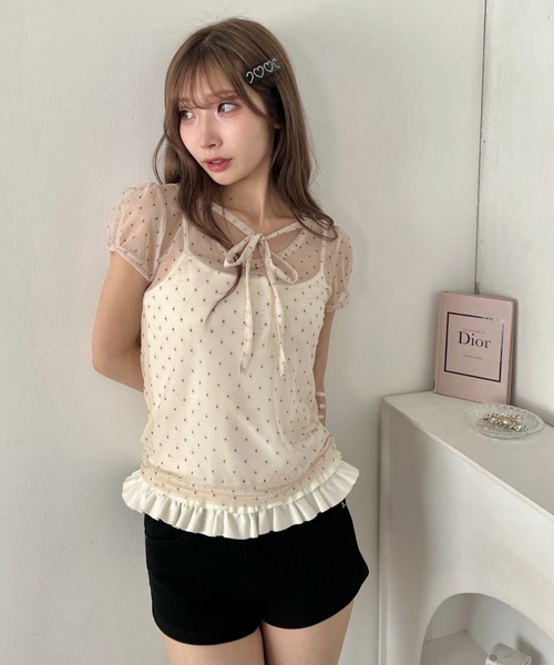 Loueme(ルエム)の「シアードットリボントップス(Tシャツ/カットソー・レディース・ブラック/ライトブルー/アイボリー・FREE)」の6枚目の写真