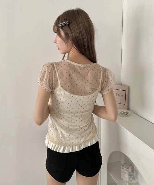 Loueme(ルエム)の「シアードットリボントップス(Tシャツ/カットソー・レディース・ブラック/ライトブルー/アイボリー・FREE)」の7枚目の写真