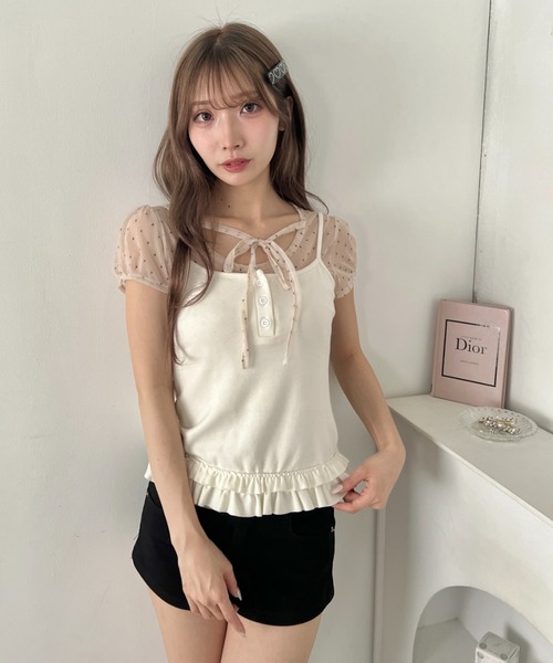 Loueme(ルエム)の「シアードットリボントップス(Tシャツ/カットソー・レディース・ブラック/ライトブルー/アイボリー・FREE)」の5枚目の写真