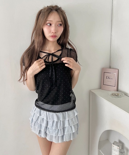 Loueme(ルエム)の「シアードットリボントップス(Tシャツ/カットソー・レディース・ブラック/ライトブルー/アイボリー・FREE)」の13枚目の写真