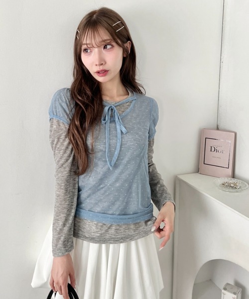Loueme(ルエム)の「シアードットリボントップス(Tシャツ/カットソー・レディース・ブラック/ライトブルー/アイボリー・FREE)」の18枚目の写真
