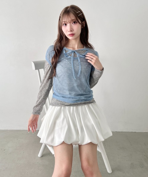 Loueme(ルエム)の「シアードットリボントップス(Tシャツ/カットソー・レディース・ブラック/ライトブルー/アイボリー・FREE)」の19枚目の写真