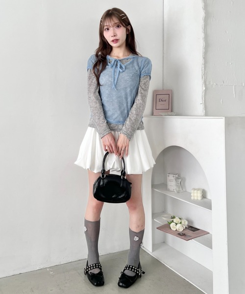 Loueme(ルエム)の「シアードットリボントップス(Tシャツ/カットソー・レディース・ブラック/ライトブルー/アイボリー・FREE)」の21枚目の写真