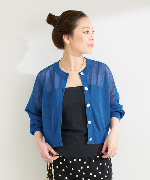 B.C STOCK(ベーセーストック)の「《追加》手洗い可 / シアークルーカーディガン(ニット/セーター・レディース・ブラック/ホワイト/イエロー/ブルー系その他・FREE)」の15枚目の写真