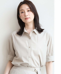 OFUON le MK（オフオンルエムケー）の「衿付きタックスリーブシャツブラウス/接触冷感/UVカット/洗える/WEB限定サイズあり/セットアップ可（シャツ/ブラウス）」